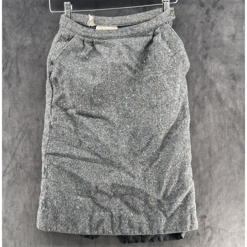 VTG Pendleton Women's Gray Herringbone Wool Skirt Size 6 Made in USA